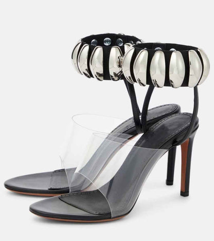 Sandales Romaines Talons Hauts – Brides Transparentes & Boucle Dorée