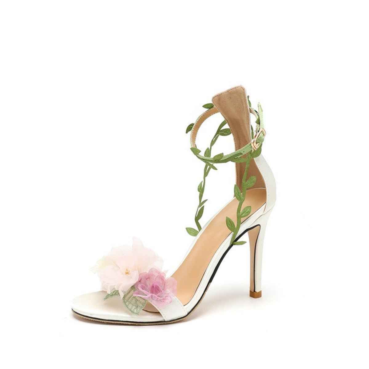 Sandales à talons motif florale
