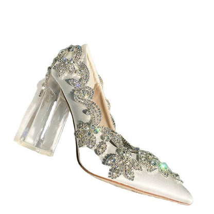 escarpin mariage talon carre vue de profil