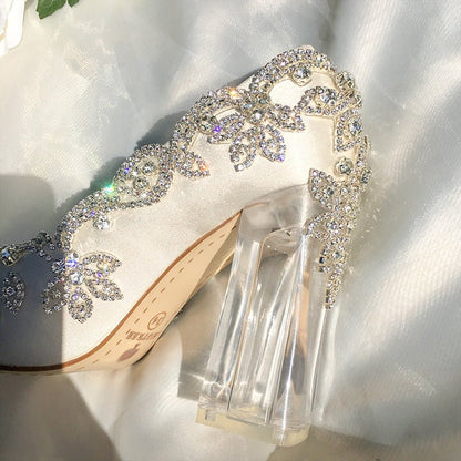 Escarpins blanc mariage avec strass- vue arrière