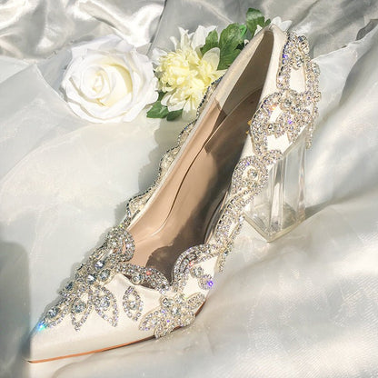 escarpins-blancs-mariage-strass - vue avant 