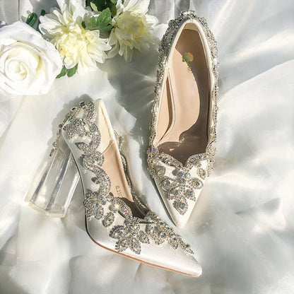 escarpins-blancs-satin-mariage - vue de dessus
